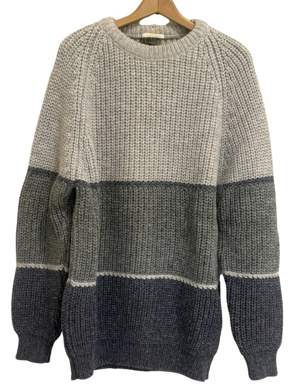 Vtg Country Knitwear Ireland Handloomed Pure Wool Colorblock Sweater XL